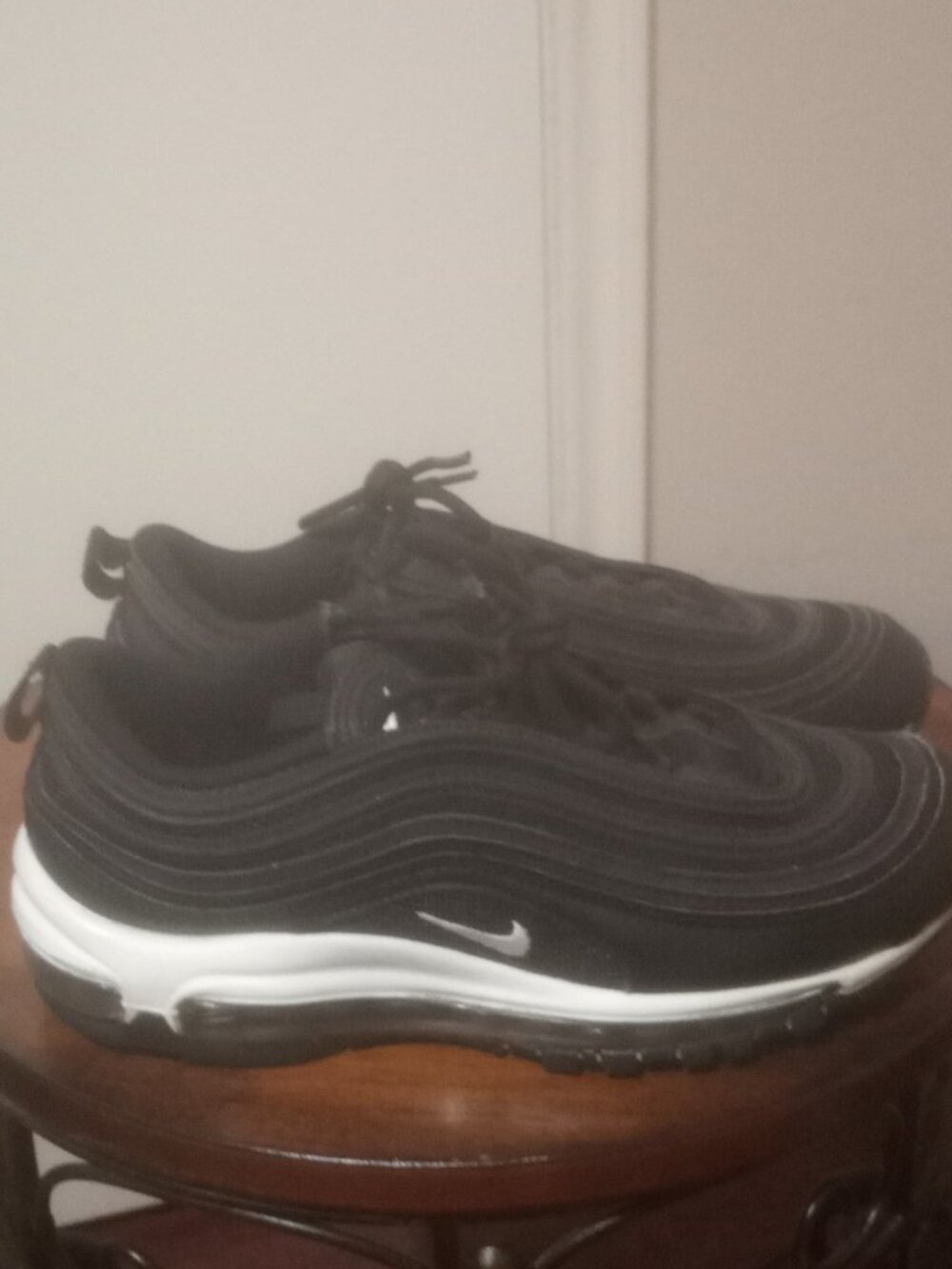 Women's Nike Air Max 97 Black DH8016-001 Mesh Synthetic Sneaker Lace Up Sz 8.5